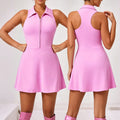 Women Tennis Dress with Built-in Shorts Half Zip Racerback Golf Athletic Dress
