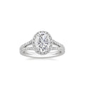 Two-Row Pave Diamond Split Shank Band with Halo Engagement Moissanite Ring Jewelry
