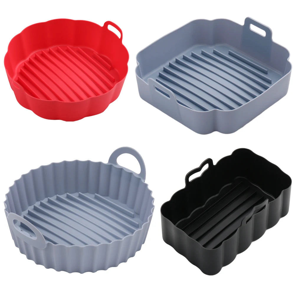 Factory Reusable Air Fryer Liner Silicone Pan Frying Pan Liners 6.3/7.5/8/8.5 Inches Silicone Air Fryer Liners Baking Basket