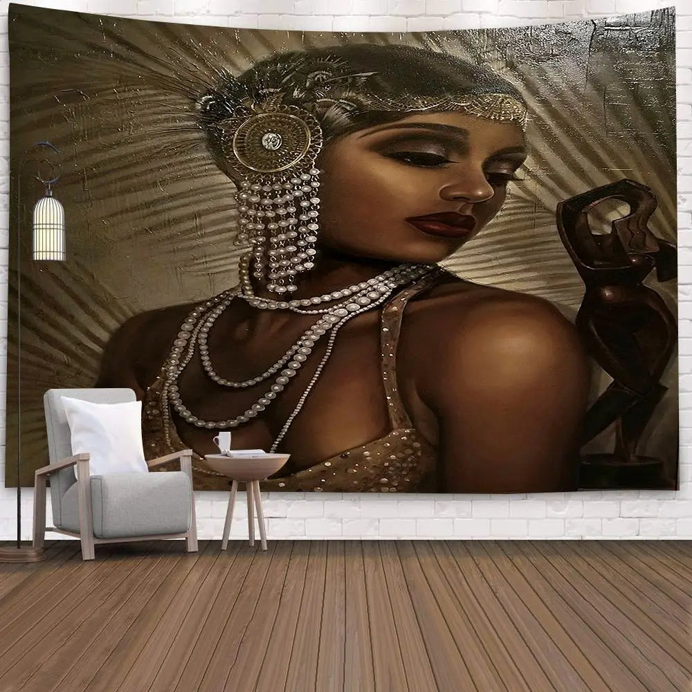 Custom African Women Tapestry High Digital Printing Hippie Wall Hanging Tapestry for Bedroom Decor