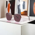 Newest 2026 Popular Fashion for Lady Sunglasses Square Alloy Frame Unisex Rose Gold Sunglasses