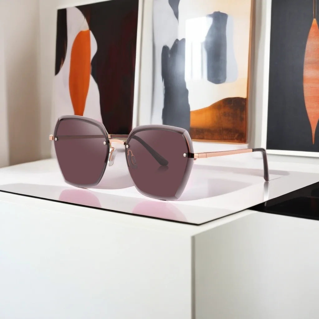 Newest 2026 Popular Fashion for Lady Sunglasses Square Alloy Frame Unisex Rose Gold Sunglasses
