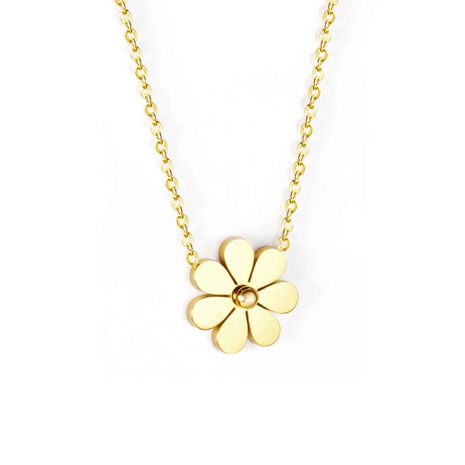Nabest Tarnish Free Stainless Steel Daisy Flower Necklace 18K Gold Plated Jewelry Women Korean Chokers