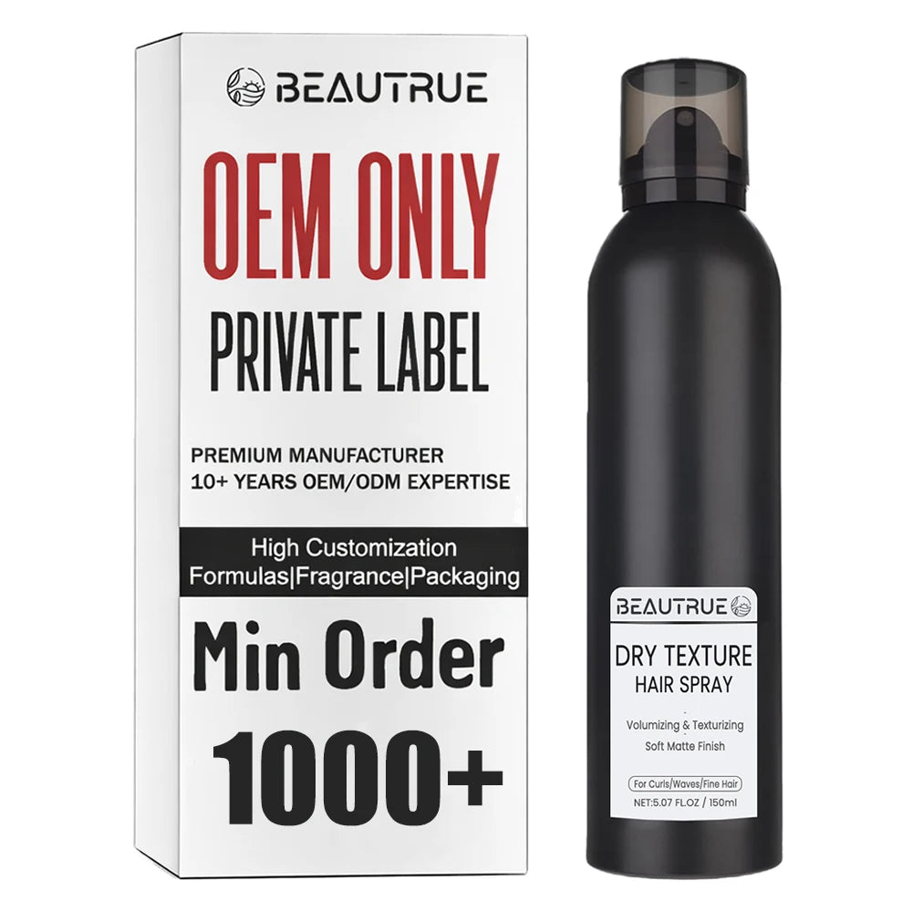 Wholesale Custom Dry Texture Hair Spray for Women Light Hold Volumizing Styling Curls Waves Fine Hair Soft Matte Finish