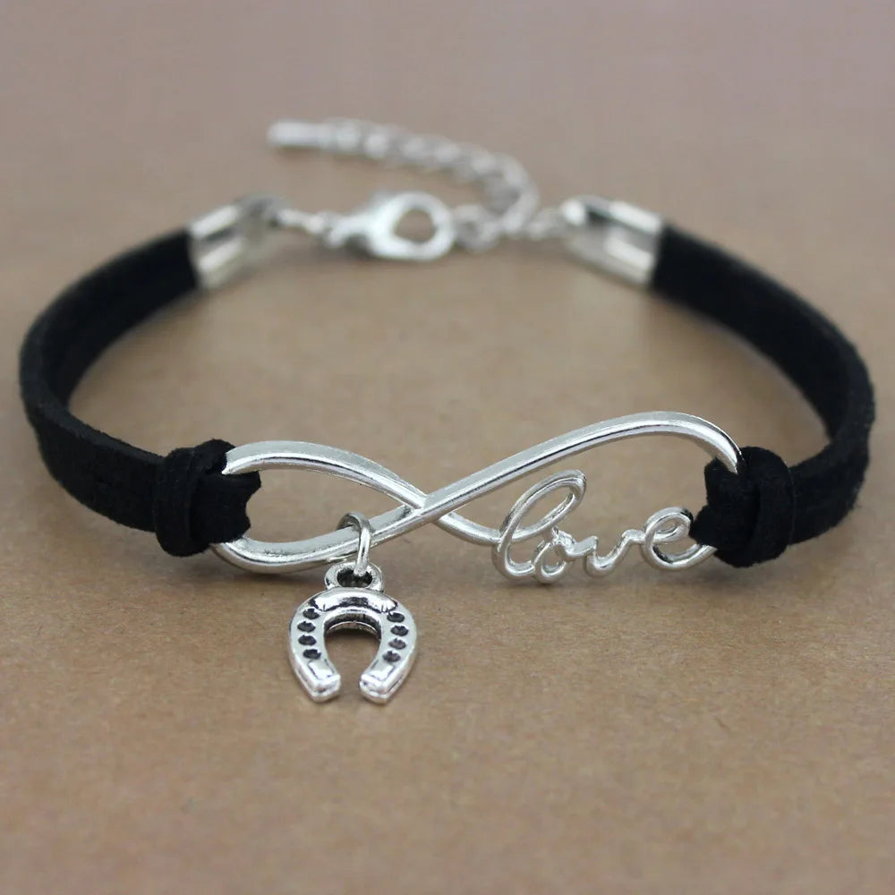 Infinity Love Horseshoe Dog Cat Paw Bee Honeybee Unicorn Horse Feather Music Note Treble Clef Flower Girl Charm Bracelets
