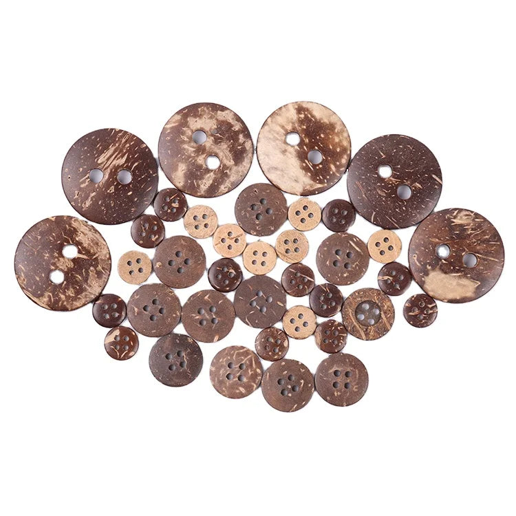 Custom Garment Sewing Buttons Natural Coconut Shell with Round 2 Holes Bulk Sequins Decoration Covered Processing