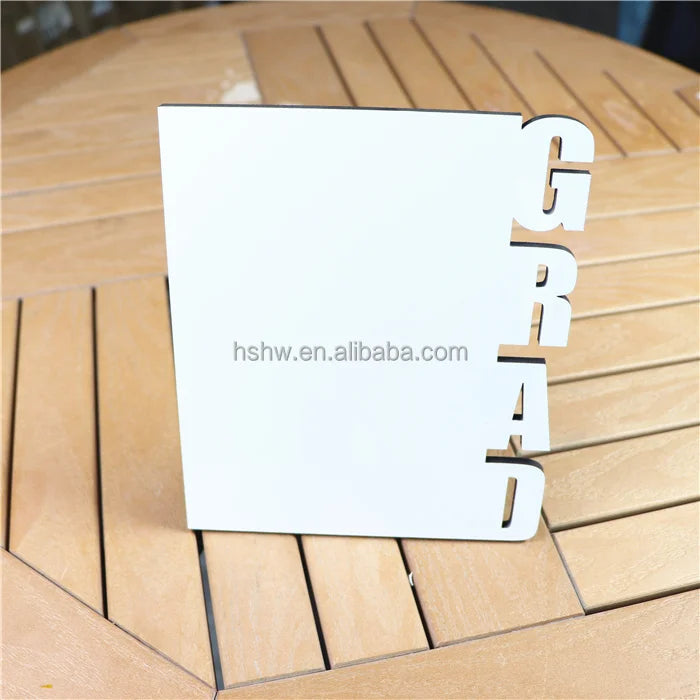 2022 Hot Designs White Sublimation Blank MDF GRAD Photo Frames with Stand 5mm Thickness for Graduation