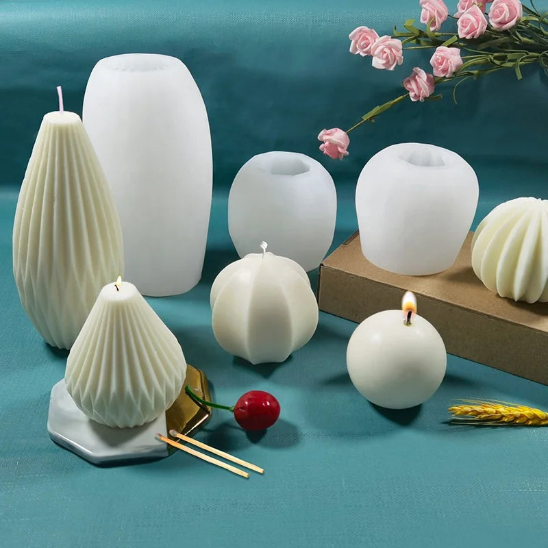 3D Geometric Pyriform Shape Silicone Candle Molds for Making DIY Homemade Beeswax Candles Bath Mini Soap Lotion Bar Wax