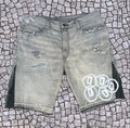 High Quality Acid Washed Black Distressed Denim Shorts Custom Embroidered Logo Breathable Streetwear Jorts Fully