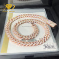 Hot Selling 2rows 12mm Moissanite Chian 925 Solid Silver Rose Gold Plated Iced Out VVS1 Moissanite Cuban Link Chain Necklace