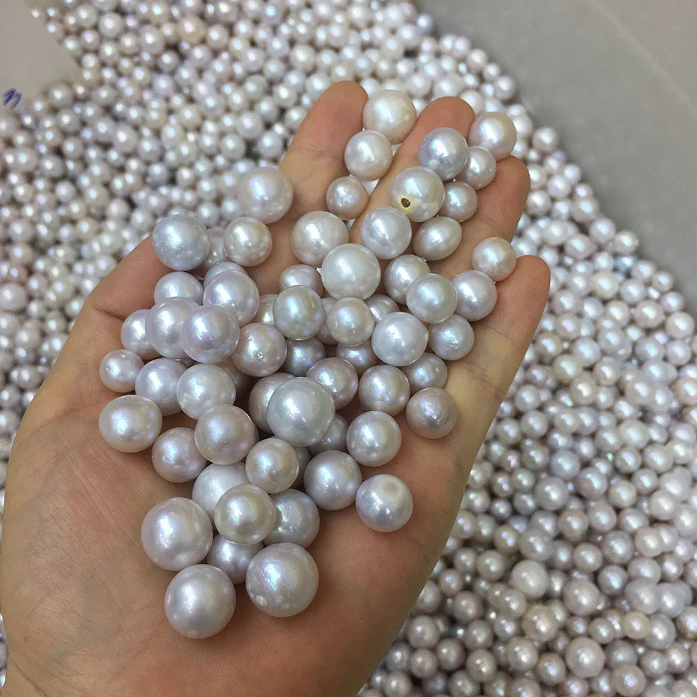 Wholesale DIY 10-13mm Freshwater Pearl Beads 100% Natural Perfect round with Good Luster Half or No Hole Loose Pearls