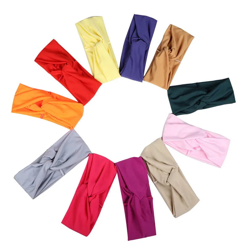 Fashion Women Sport Headband Cross Elastic Hair Band Yoga Headwrap Pure Color