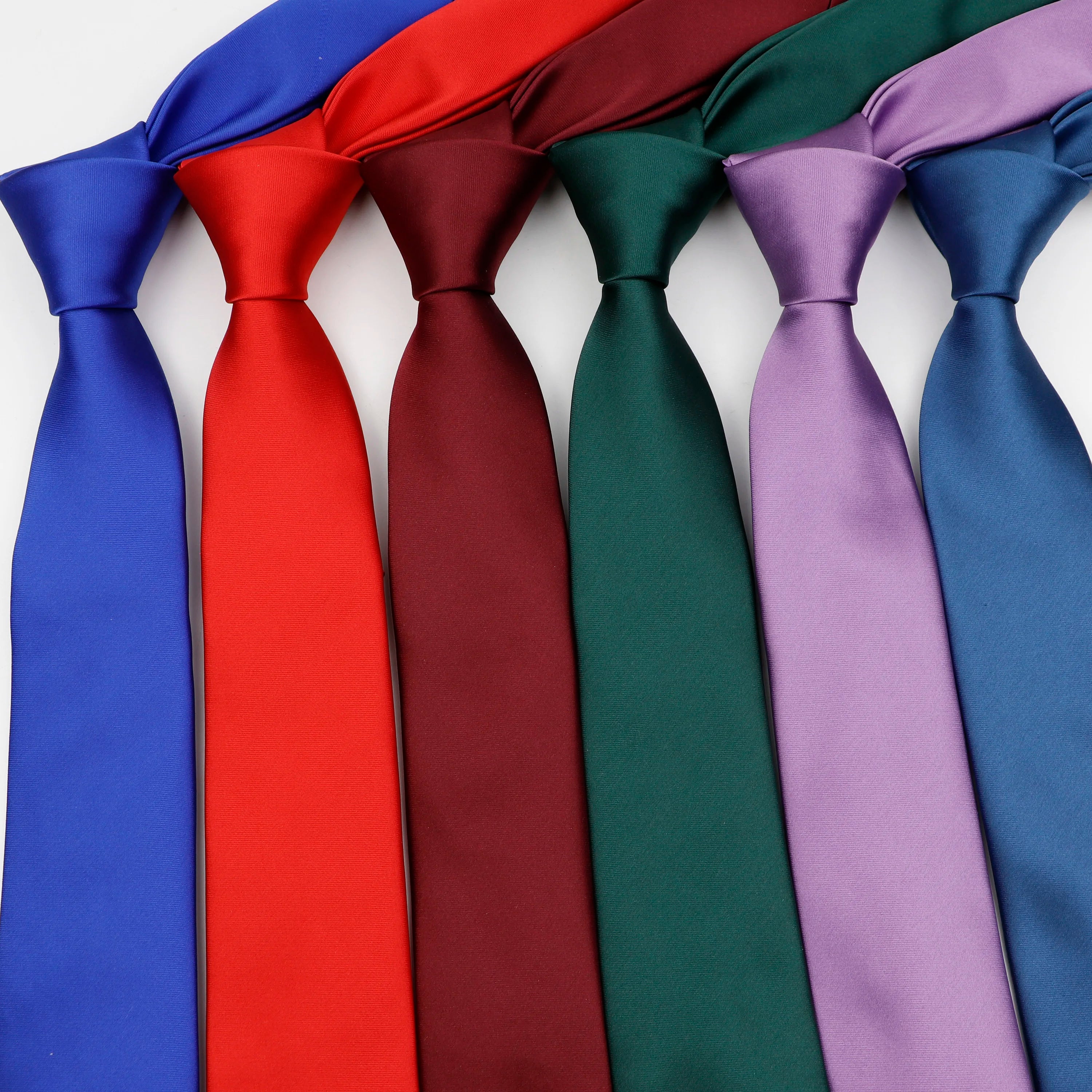 Classic Men Solid Color Neck Ties for Casual Suits Business Offical Wedding Party Gravatas Red Black Blue Skinny Necktie