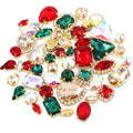Hot Sale Christmas Style Mixed Shape Rhinestones Glass and Crystal Buckle With Golden Claw