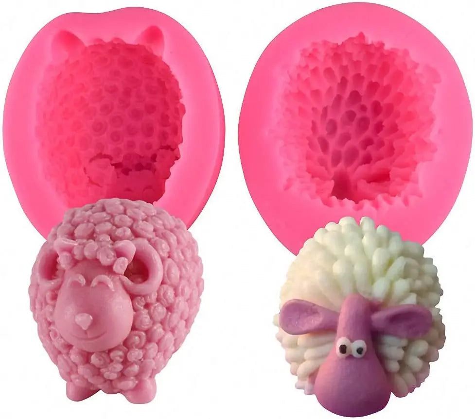 3D Sheep Goat Silicone Chocolate Mold Rectangular Candy Fondant Molds for Handmade Soap Candle Cake Decorating Mould-Cake Tools