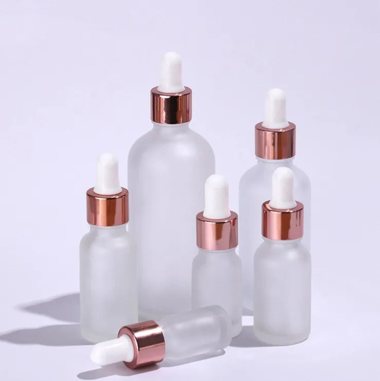 5ml 10ml 30ml 50ml Luxury Cosmetic Essential Oil Eye Drop Skin Care Serum Rose Gold Frosted Glass Dropper Bottle with Dropper