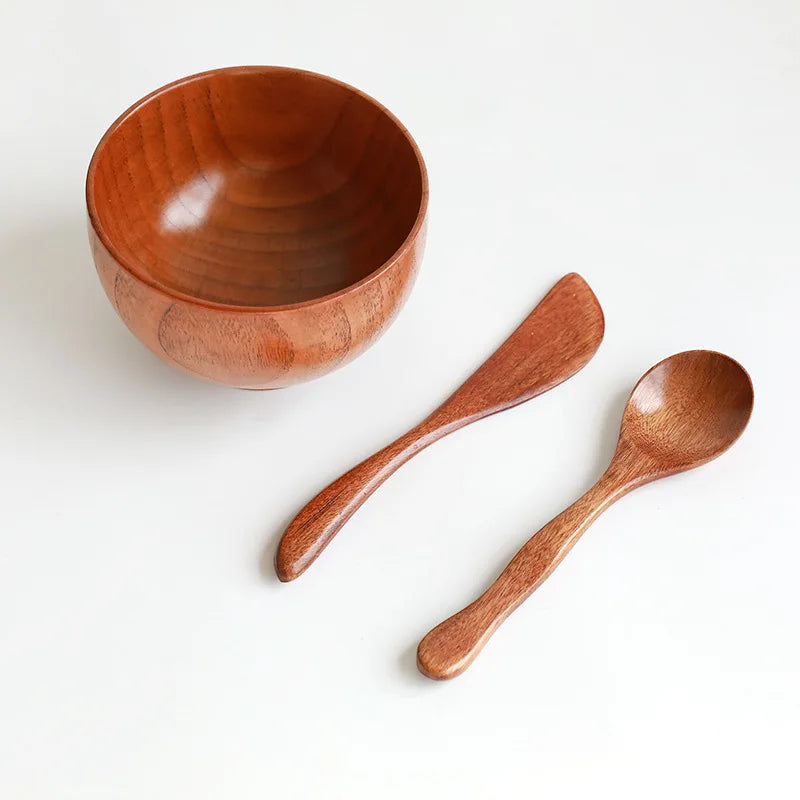 Eco Friendly Cute Mini DIY Face Skin Care Clay Cream Bamboo Mixing Facial Mask Bowl & Brush Spatula with Spoon Set