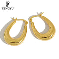 18K Gold Chunky Geometric Oval Hoop Earrings for Womens 925 Sterling Silver Fashion Clasp Earring Custom Fine Jewelry Wholesale