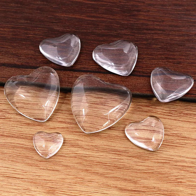 12mm 16mm 18mm 20mm 25mm Heart Flat Back Clear Glass Cabochon High QualityWholesale Promotion