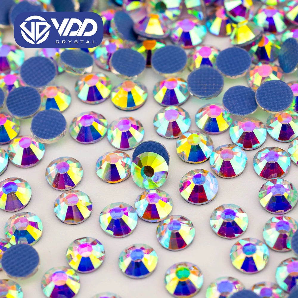 VDD 055 Crystal AB High Quality Hot-Fix Glass Rhinestone Crystal Flatback Strass Stones for DIY Garment Decoration Wedding Dress