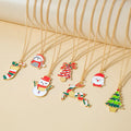 G1763 Best Selling Merry Christmas Necklace Charms Enamel Snowman Santa Claus Xmas Tree Pendant Necklace for Women Jewelry