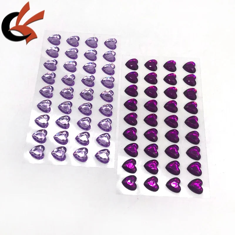 Assorted Gems Self-Adhesive Rhinestones Stickers Multi-Color Hearts Diamonds for Arts Easter Ramadan Projects for Mother's Day