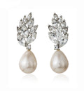 Women Jewelry Marquise CZ Freshwater Pearl Drop Earrings S925 Sterling Silver Dangle Earring Gift