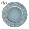 Wholesale 13" Ceramic Charger Plate Eco-Friendly Minimalist Pink White Blue Design Embossed Wedding Decorative Dinner Set