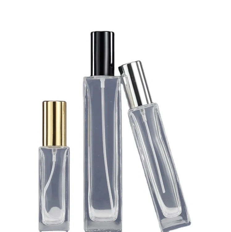 Wholesale Luxury Glass Perfume Bottles 30ml/50ml Clear Square Dropper Cap Screen Printed Carton Packed 100pcs MOQ