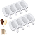 Food Grade 4 Cavities Oval Ice Cube Tray Silicone Mold Popsicle Ice Cream Silicone Mold