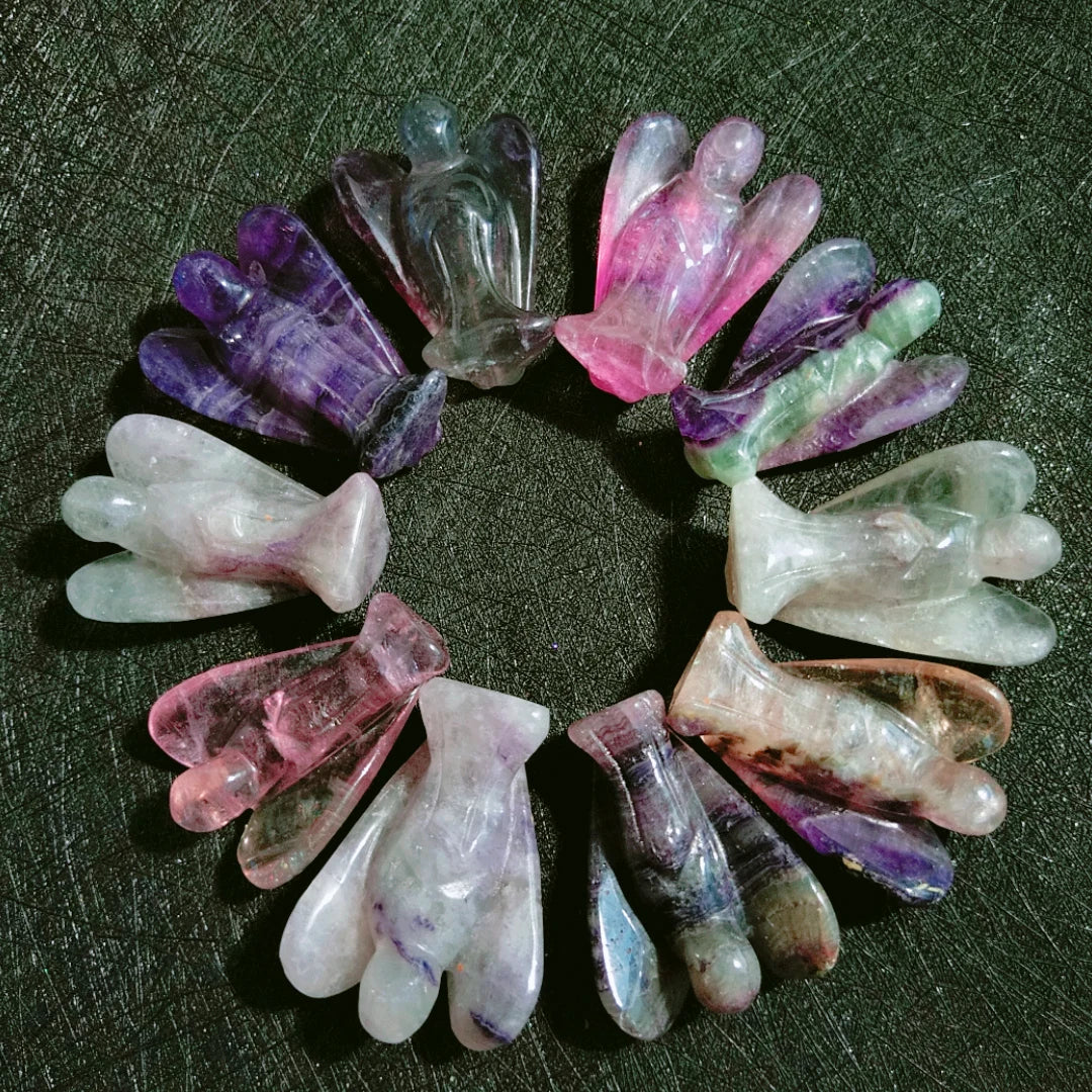 Hongzhuo Palm Angel Wing Large Raw Chakra Gemstone Carved Crystal Angel Figurine Quartz Angel Crafts