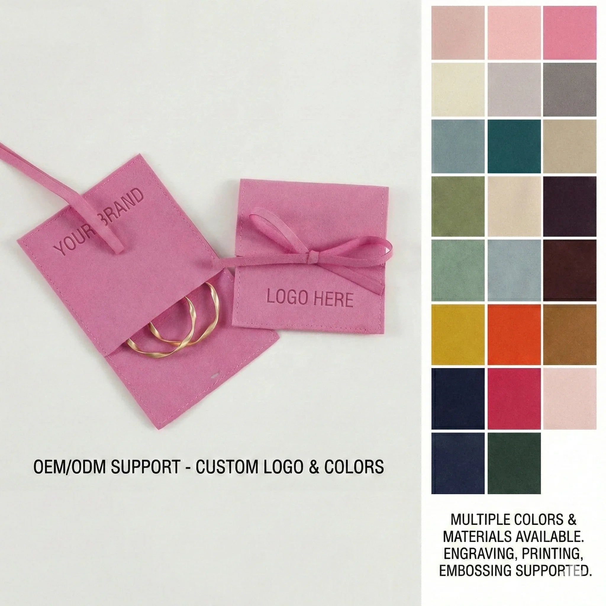 Custom Low Moq Velvet Organic Cotton Jewelry Velour Pouch with Insert Bag for Necklace Bangle