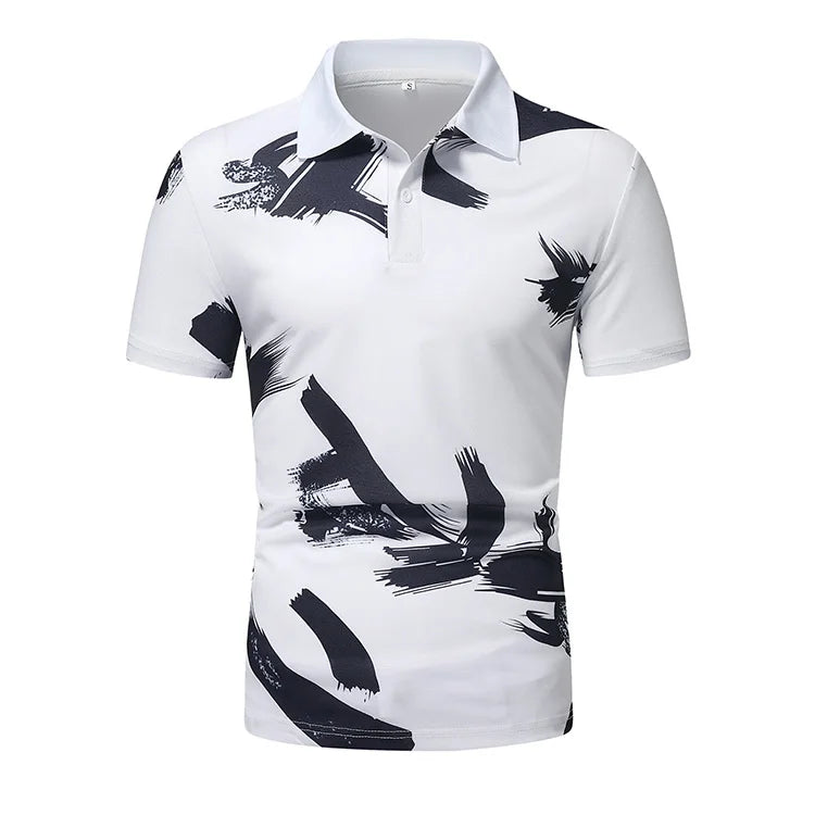 Wholesale Printed Men's New Fashion Trend Printed Pullover Polo Knit Polo Shirt for Men