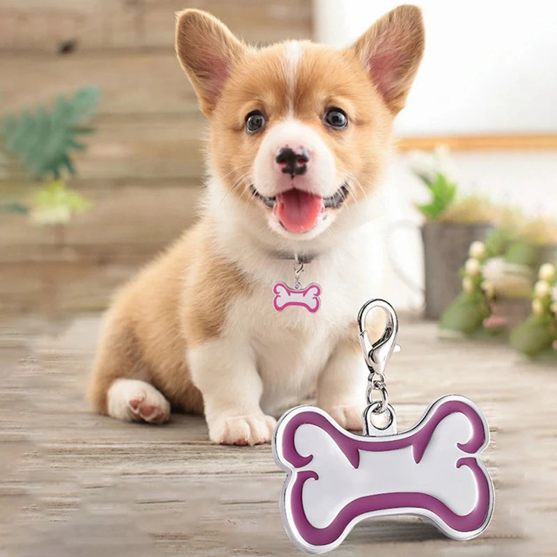 Wholesale Custom Silver Plated Bright Color Personalized Enameled Bone Shape Pet ID Name Dog Tag