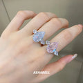 S925 Silver Ice Flower Cut High Carbon pink Diamond CZ Ring 10*14 Water Drop Pear CUT Ring for Women Wedding Band