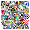 50PCS Fashion creative Britishness british style black and white cute cartoon checkerboard sticker