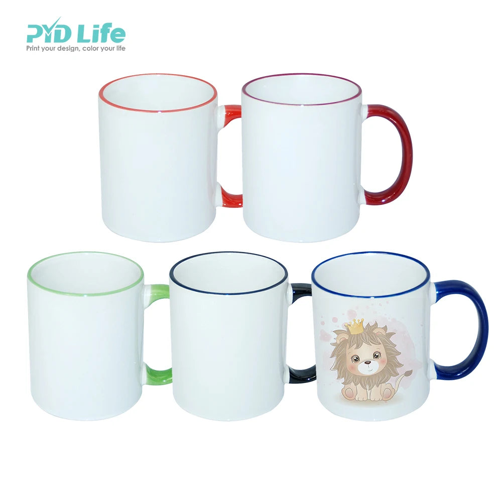 PYD Life Hot Sale Sublimation Mugs 11oz Rim Handle Ceramic Custom Coffee Mugs