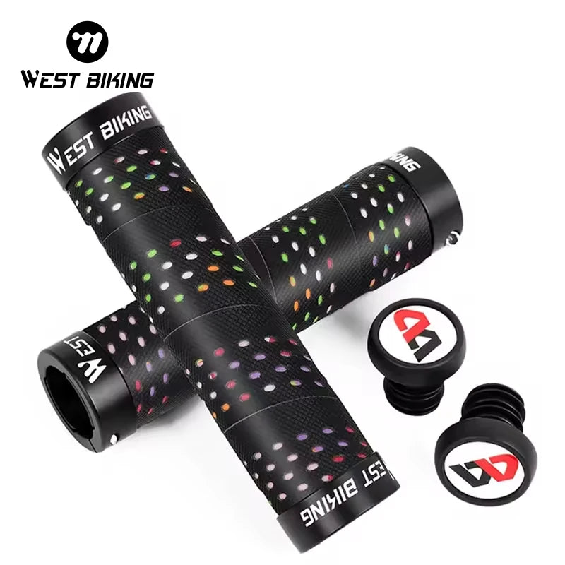 WEST BIKING Bike Rubber Cover Non-slip MTB Bike Cycle Handlebar Grip Aluminum Alloy Bicycle Accessories Cycling Handle Bar Grips