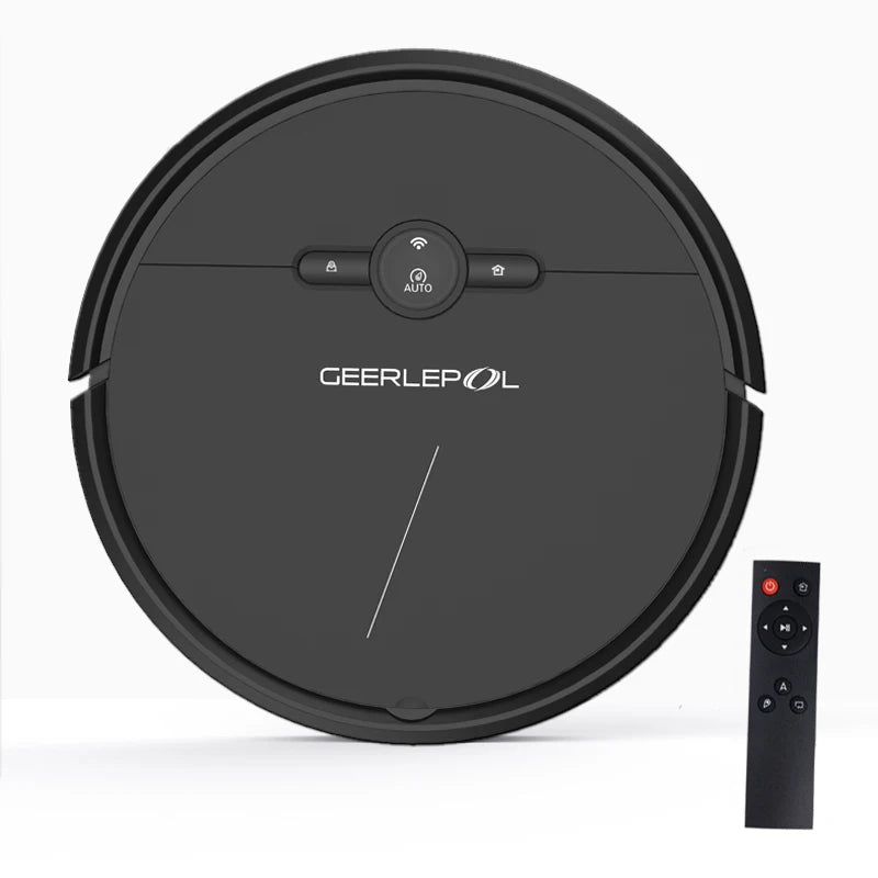 Geerlepol 3-in-1 Smart Robot Vacuum Cleaner Rechargeable Dry Wet Sweeping Machine Electric/Battery Power Source for Garage Use