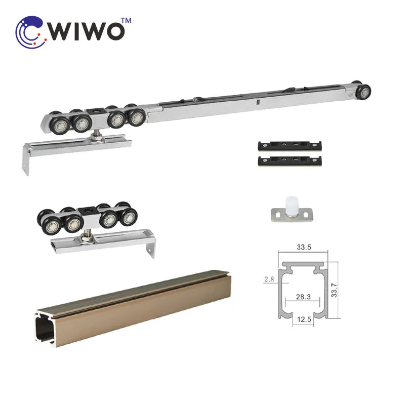 Interior Modern Heavy Duty Pocket Doors Framed Glass Sliding Pocket Door Hardware Solid Wood Frame 100kg Capacity Kitchen System