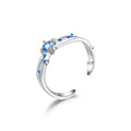 C7916 Abiding Natural London Blue Topaz Gemstone Enamel Open Handmade Jewelry 925 Sterling Silver Ring Women