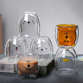 Factory Wholesales Cartoon Bear Mugs Double Wall Insulated Glass Cup Espresso Mugs Double Wall Coffee Cup Tea Cup