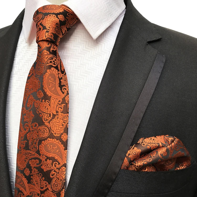 Custom Men Ties and Hanky Set Casual Paisley Neckties With Pocket Square Wholesale Ensemble Cravate Mouchoirs
