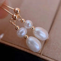 Romantic Vintage Baroque Freshwater Rice Pearl Earrings High Quality 4-8mm Drop Earrings