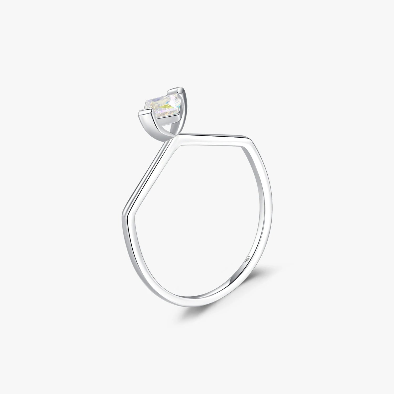 925 Sterling Silver Colorful Square Zirconia Geometric Fine Jewelry Original Design Wedding Statement Ring for Women