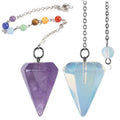 Natural 7 Chakra Reiki Meditation Pendant Rose Quartz Amethyst Crystal Pendulum Children's Necklace Energy Point Vial Included