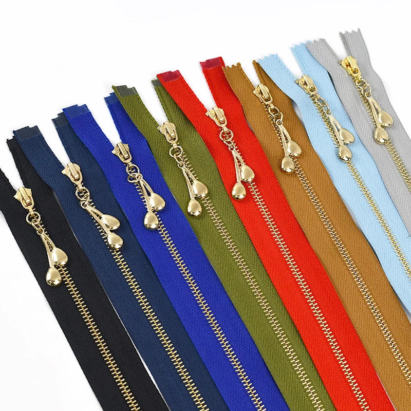 Deepeel ZA050 3# 40-70cm Garment Sewing Metal Zipper Accessories Clothing Jacket Coat Light Gold Teeth Open End Alloy Zippers