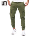 Liu Ming Trending Men's Casual Cargo Pants with Custom Logo Mid Waist Straight Pattern and Multi-Pockets Solid Color