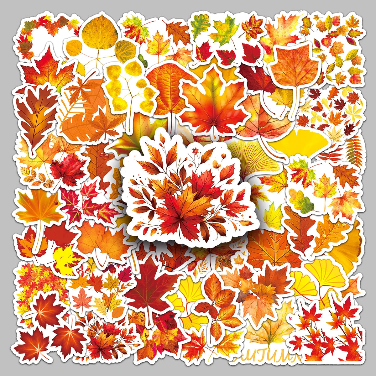 50PCS Factory Hot Waterproof PVC Full Cut Custom Autumn Leaves Stickers for Computers & Cameras