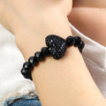 New Cute Minimalist Women's Jewelry 10mm Colorful Shiny Crystal Glass Beads Elastic Bracelet Blingbling Heart Charm Bracelet